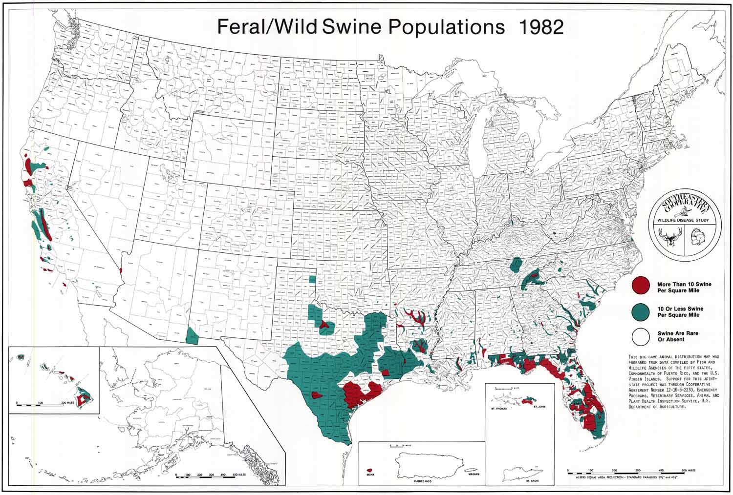 Feral Hog Distribution 1982